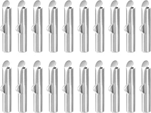 50Pcs Slide on End Clasps, 16mm Tube Ball Bead Slider Crimp Ends for Multi-Strand DIY Craft Making, Silver Tone