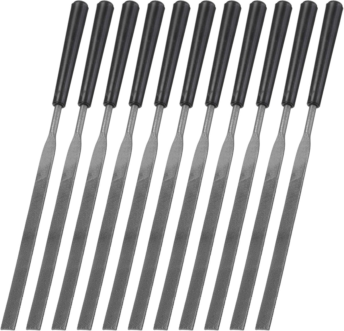20pcs Second Cut Steel Flat Needle File with Plastic Handle 3mm x 140mm