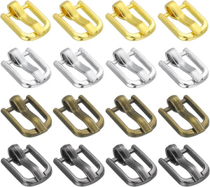 40Pcs Metal Roller Buckles, 4.5mm - 0.17" Rectangle Sewing Mini Buckles Webbing Slider Single Pin Slides for DIY Craft Accessories Clothes Belt (4Colors, 9mm)