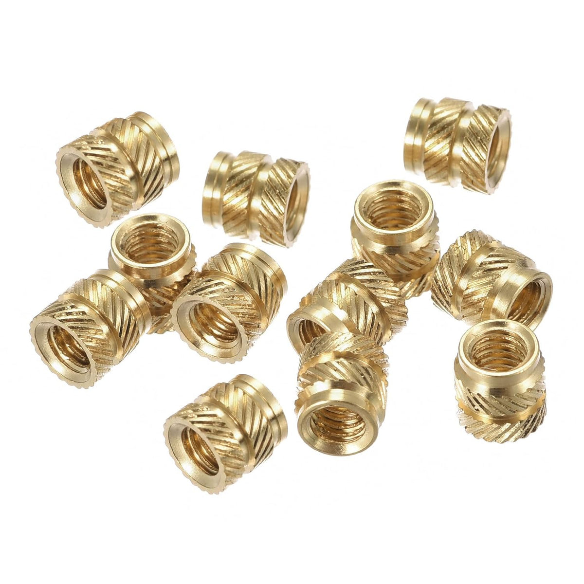 Knurled Insert Nuts, 120Pcs M4 x 6mm L x 6mm OD 3D Printing Brass Nuts Female Threaded Inserts Brass Heat Set Insert Embedment Nut
