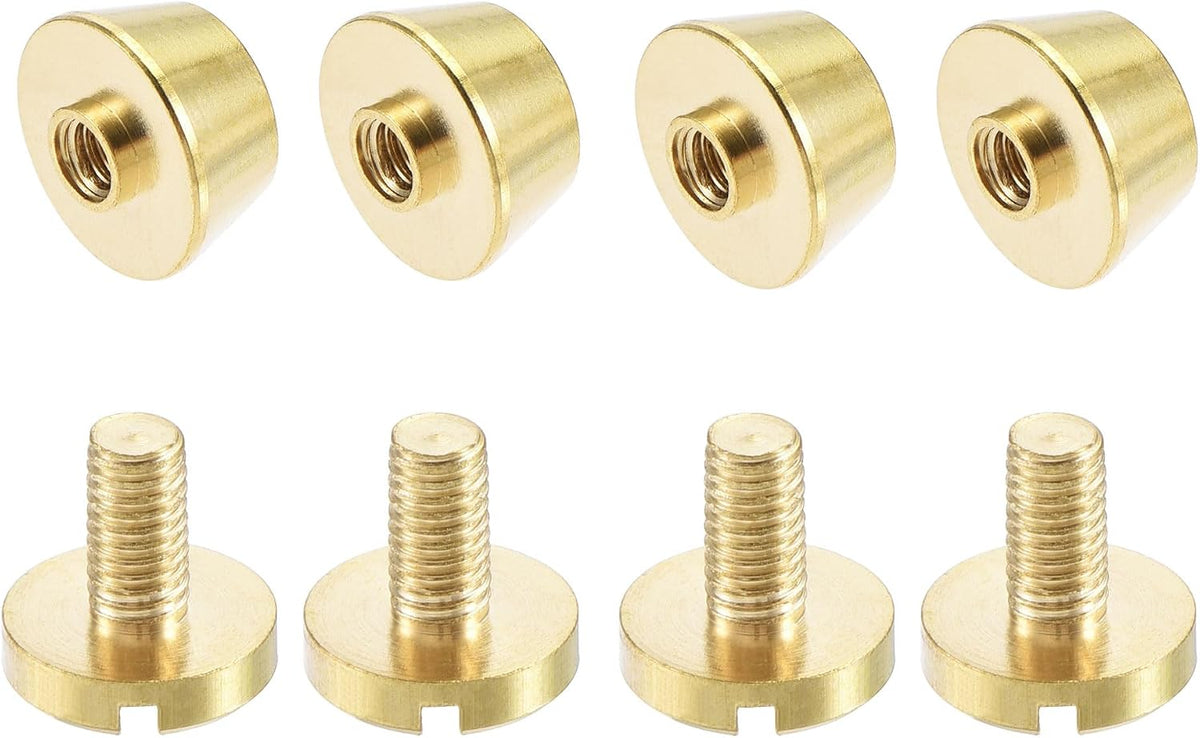10x6mm Flat Studs Rivet Purse Handbag Feet Spike Brass Leather Craft Screw Back Rivets DIY 4 Sets