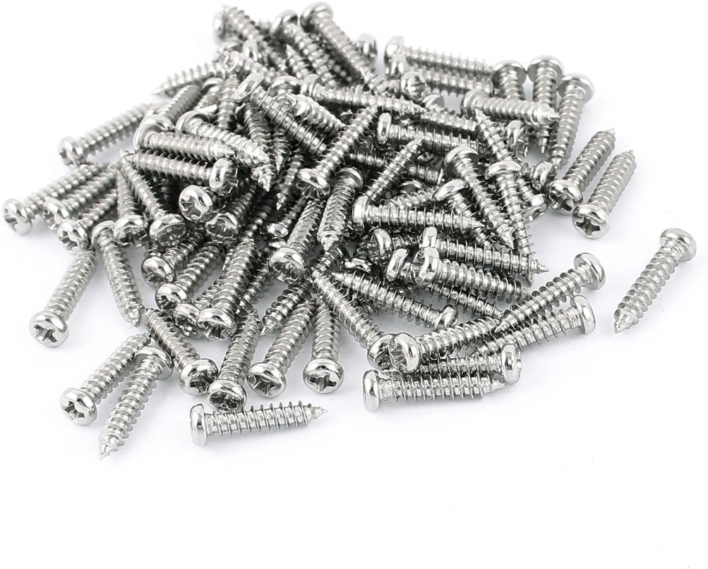 100 Pcs M2.5 X 12mm Stainless Steel Phillips Round Head Self-Tapping Screws Bolts