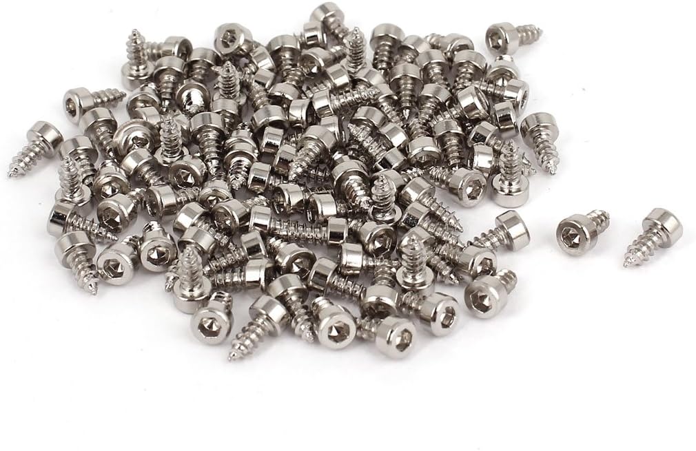 100 Pcs M2.6x6mm Stainless Steel Hex Socket Cap Head Self Tapping Screws