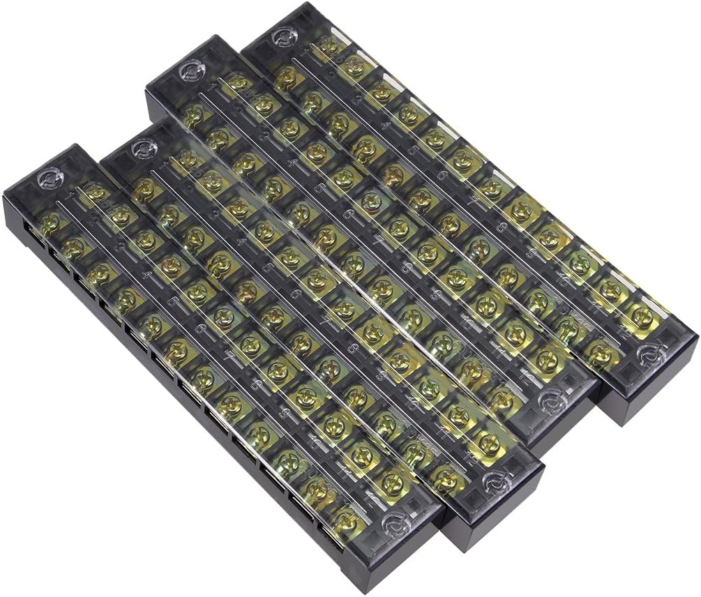 4 Pcs 12 Positions Dual Rows 600V 25A Cable Barrier Block Terminal Strip TB-2512L