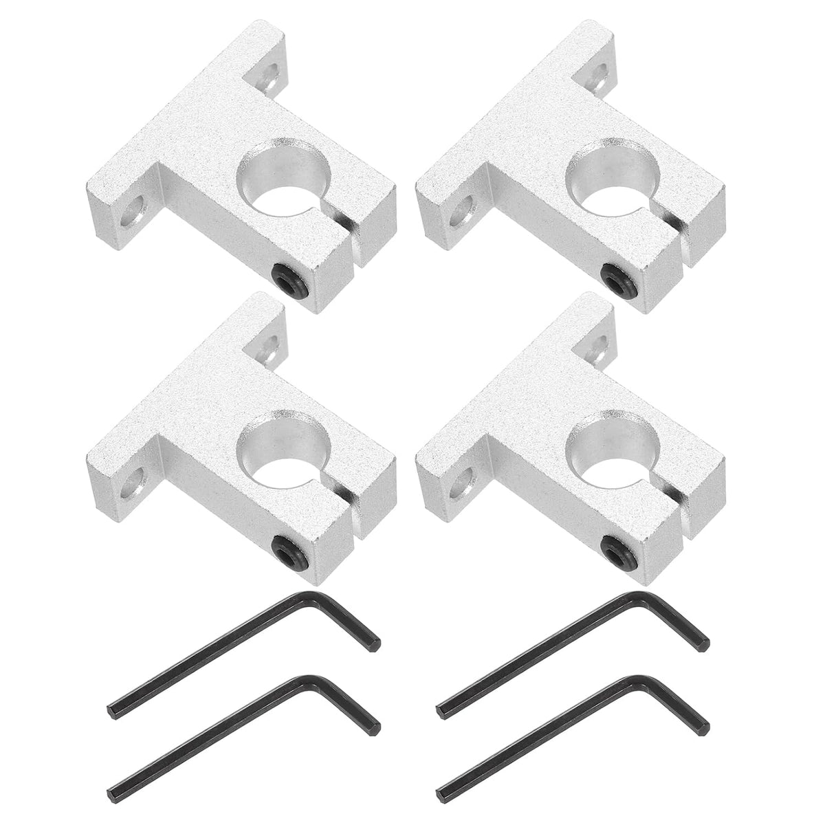 4pcs SK13 Aluminum Linear Rod Rail Shaft Support for 13mm Diameter Shaft, Linear Motion Rail Guides Mounting Bracket for CNC Machine, 3D Printer, Automation Equipment, Silver Tone