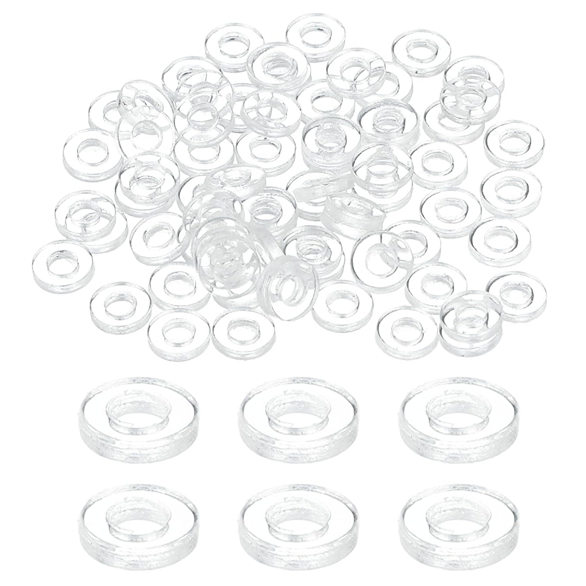 150 Pcs M2 PVC Flat Washers Clear Plain Washer 2mm ID 5mm OD 1mm Thick Round Flat Spacers for Screws Bolts Glass Shower Door Handle Bathroom