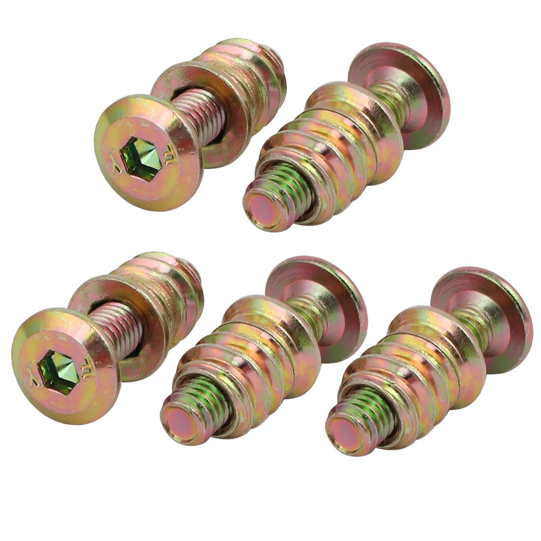 5pcs Wooded Furniture Connecting Fitting M6x25mm Hex Socket Bolt w Insert Nut
