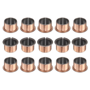 15Pcs Flanged Sleeve Bearings, 25mm Bore x 28mm OD x 20mm Length x 35mm, Sintered Bronze Wrapped Oilless Bushings