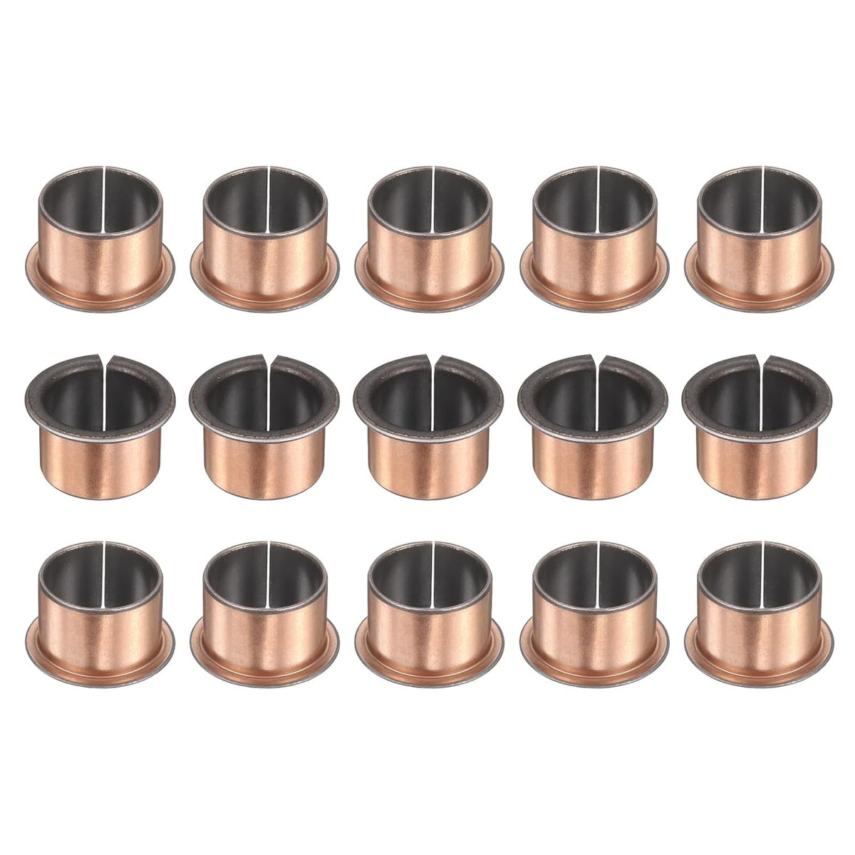 15Pcs Flanged Sleeve Bearings, 25mm Bore x 28mm OD x 20mm Length x 35mm, Sintered Bronze Wrapped Oilless Bushings