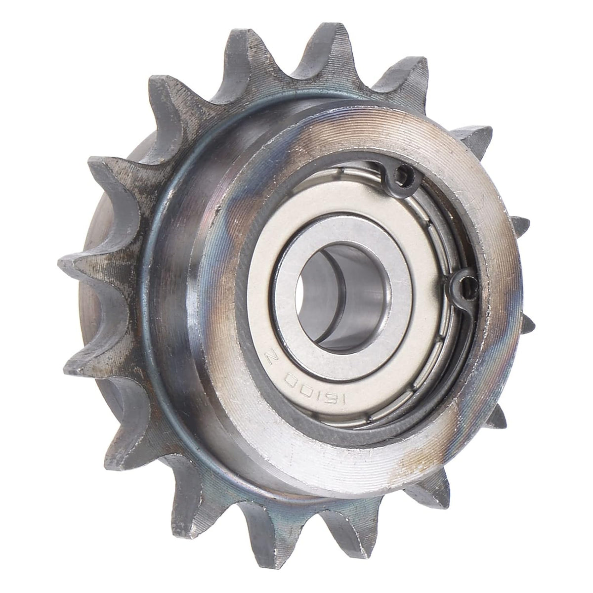 Chain Idler Sprocket, 10mm Bore 3/8" Pitch 16 Tooth Tensioner, Black Oxide Finish C45 Carbon Steel with Insert Double Bearing for ISO 06B Chains