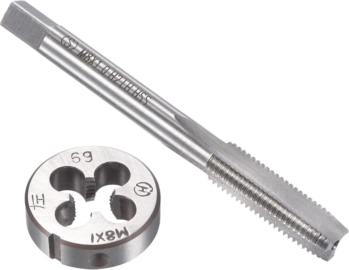 M8 x 1mm Metric Left Hand Tap and Die Set, Machine Thread Screw Tap with Round Threading Die, Tap & Die Kit for Nut Screw Bolt Thread Repair