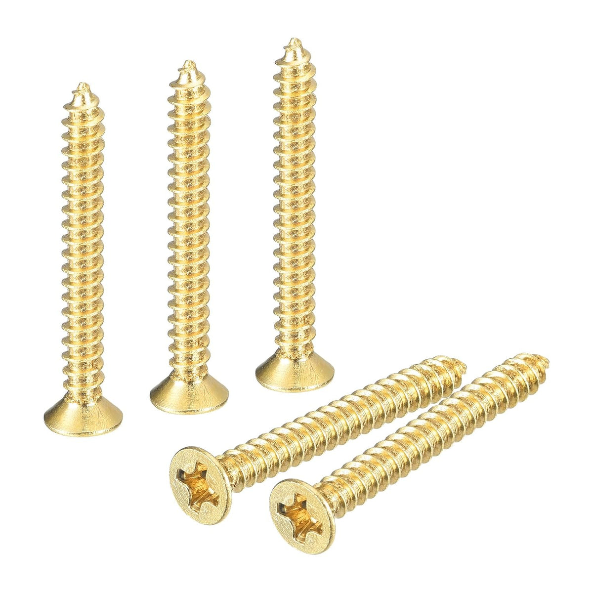60Pcs Brass Wood Screws, M3 x 25mm Phillips Flat Head Self Tapping Screw Woodworking Screw for Door Hinges, Wooden Furniture, Home Appliances