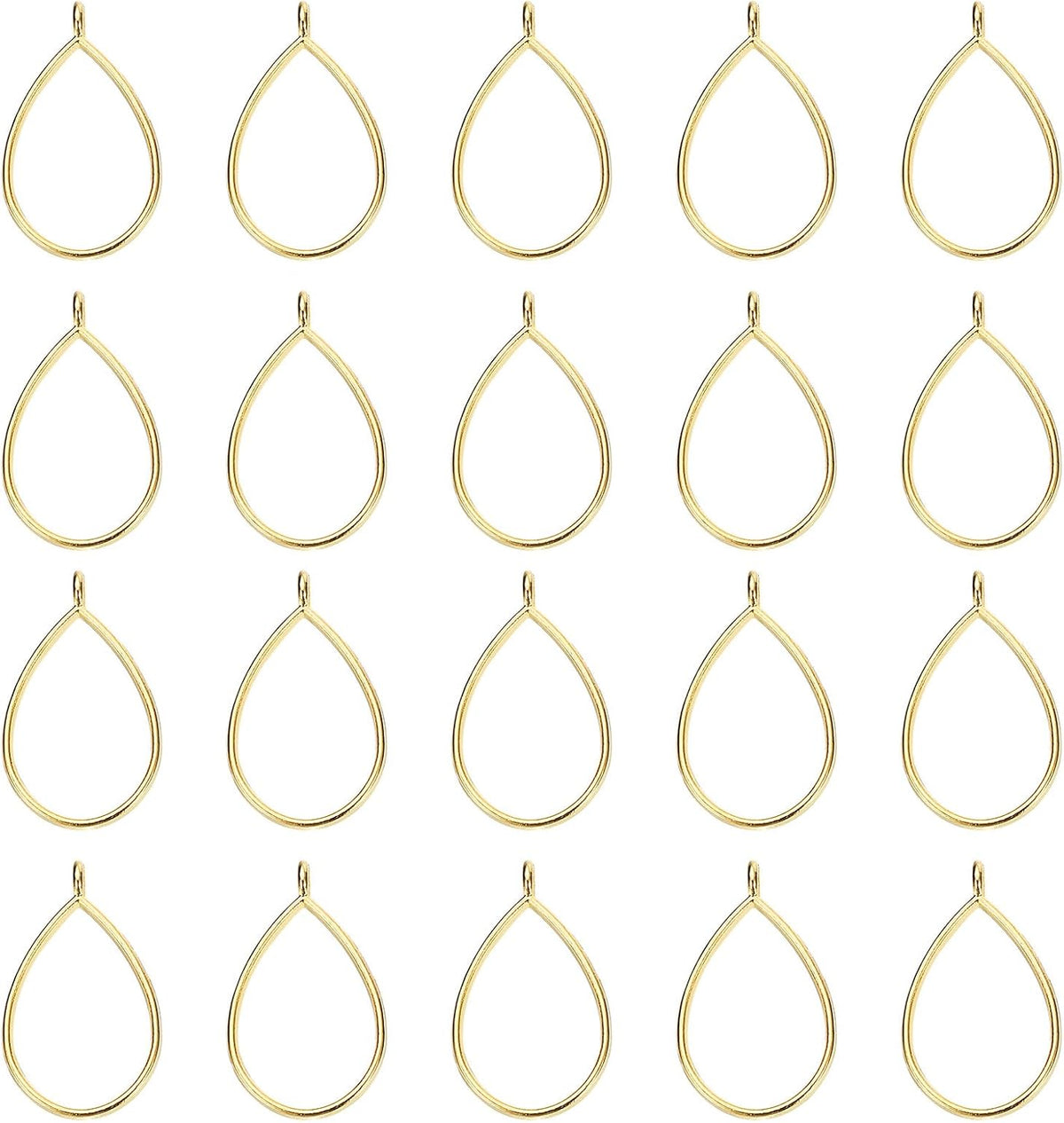LinkMejor 60Pcs Alloy Open Bezel Pendants, Teardrop Hollow Frame Pendant Geometric Open Back Frame Pendant for Resin Jewelry Making Earrings Necklace Bracelet DIY, Gold Tone
