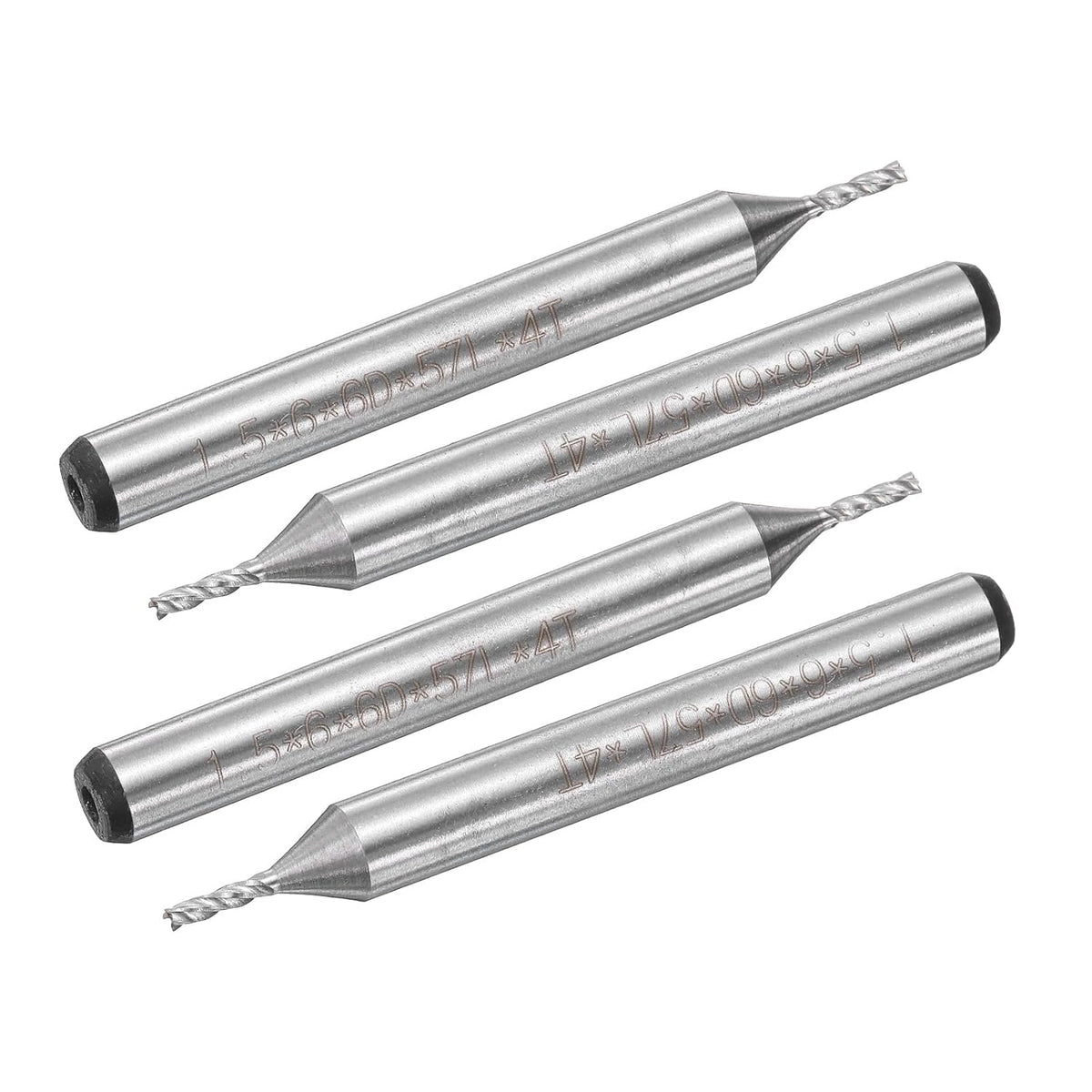 4pcs HSS-AL 1.5mm Cutting Dia 6mm Shank 4 Flutes End Mill Milling Cutter Router Bits Upcut Spiral Milling Cutter Tool for Wood PVC MDF Engraving