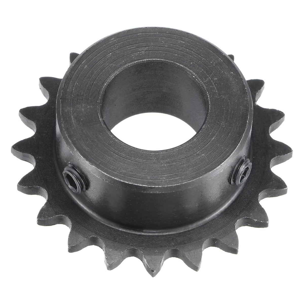 20 Tooth Roller Sprocket B Type, #25 Chain, Single Strand 1/4" Pitch, 16mm Bore Black Oxide C45 Carbon Steel with Set Screws for ISO 04C