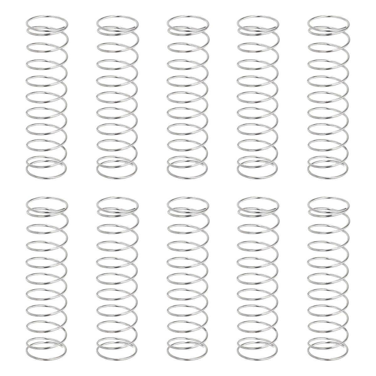 10Pcs Compression Springs, 0.6mm Wire Diameter x 11mm OD x 40mm Length 304 Stainless Steel Extension Spring Ballpoint Pen Pressure Springs for Shop Home Repairs, Silver