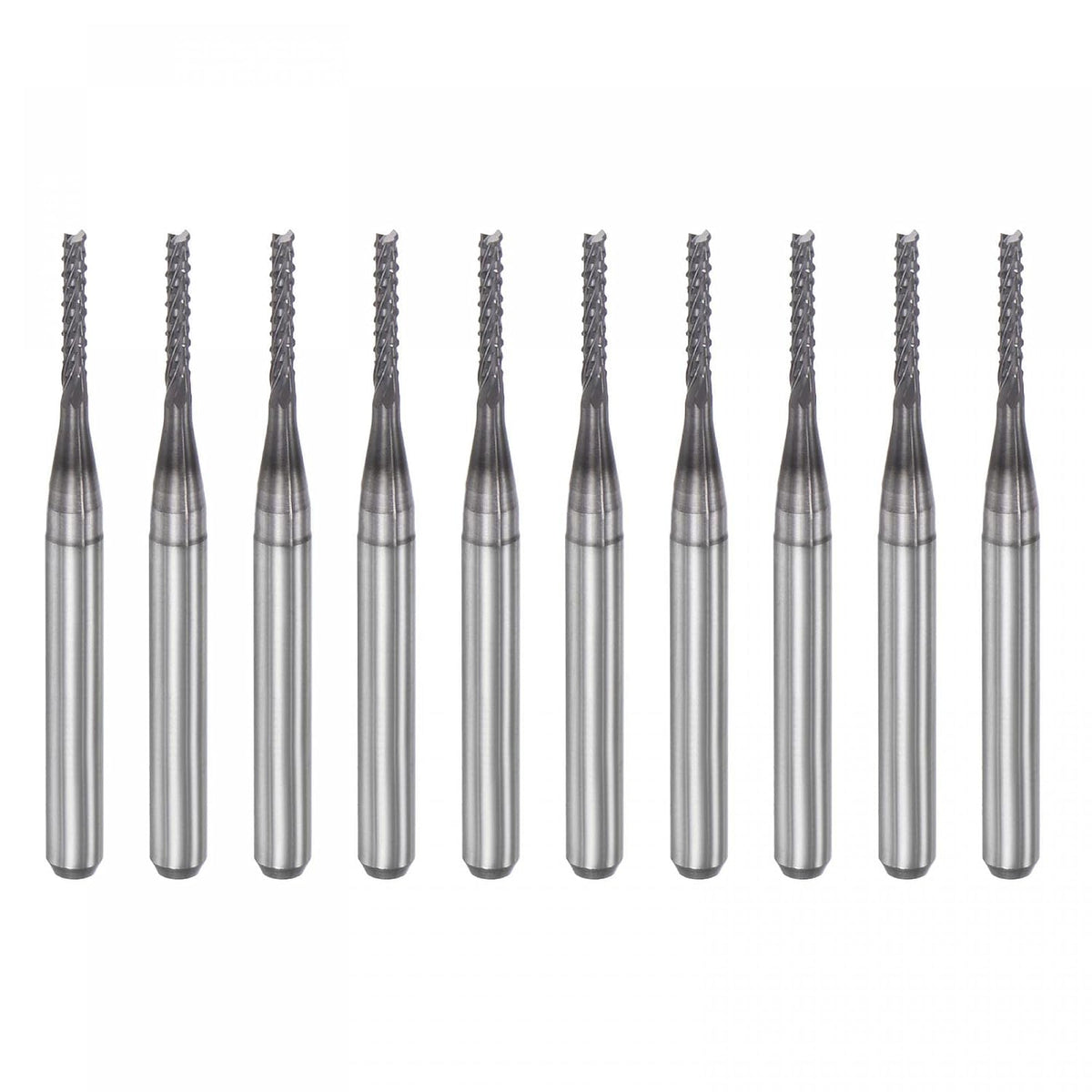 End Mill CNC Router Bits, 1.4mm x 8mm 1/8" Shank Diamond Film Coated Carbide Engraving Bit Milling Cutter Right Hand for PCB Plastic Fiber Wood 10pcs