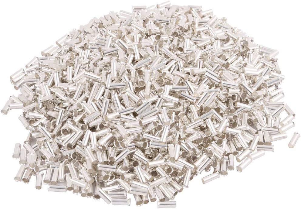 2000Pcs 4009 9mm Length 3mm Dia Crimp Terminal Non-Insulated Wire Ferrule Silver Tone