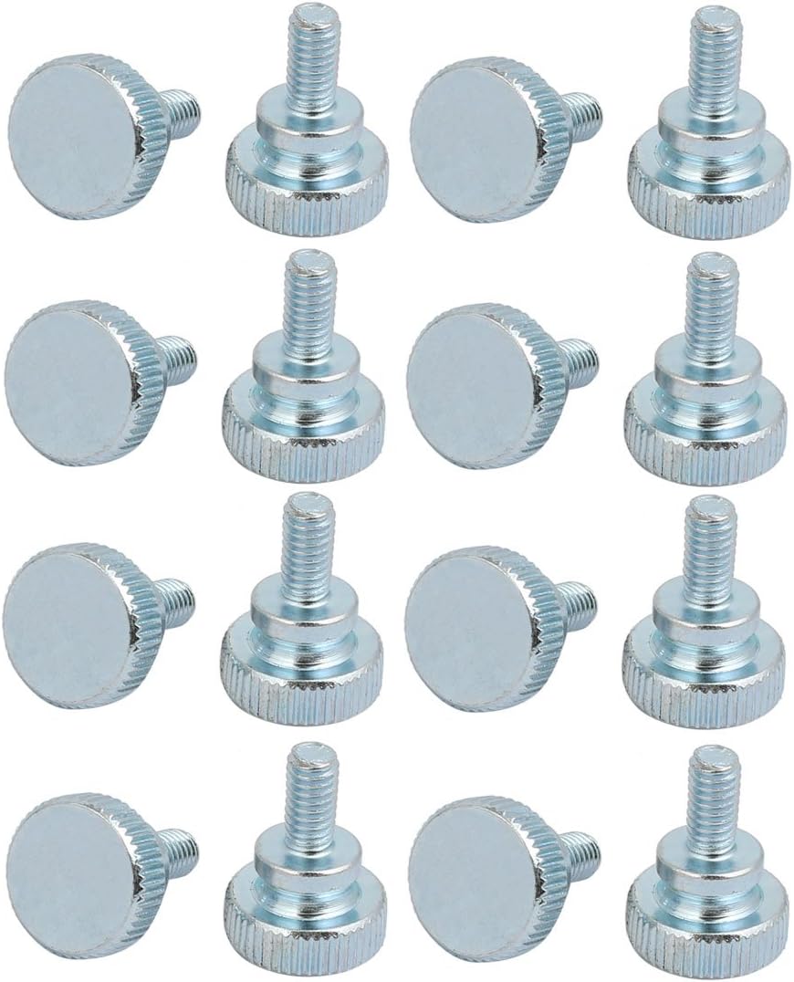 M4x8mm Carbon Steel Flat Knurled Head Fully Threaded Thumb Screw Bolt 16pcs