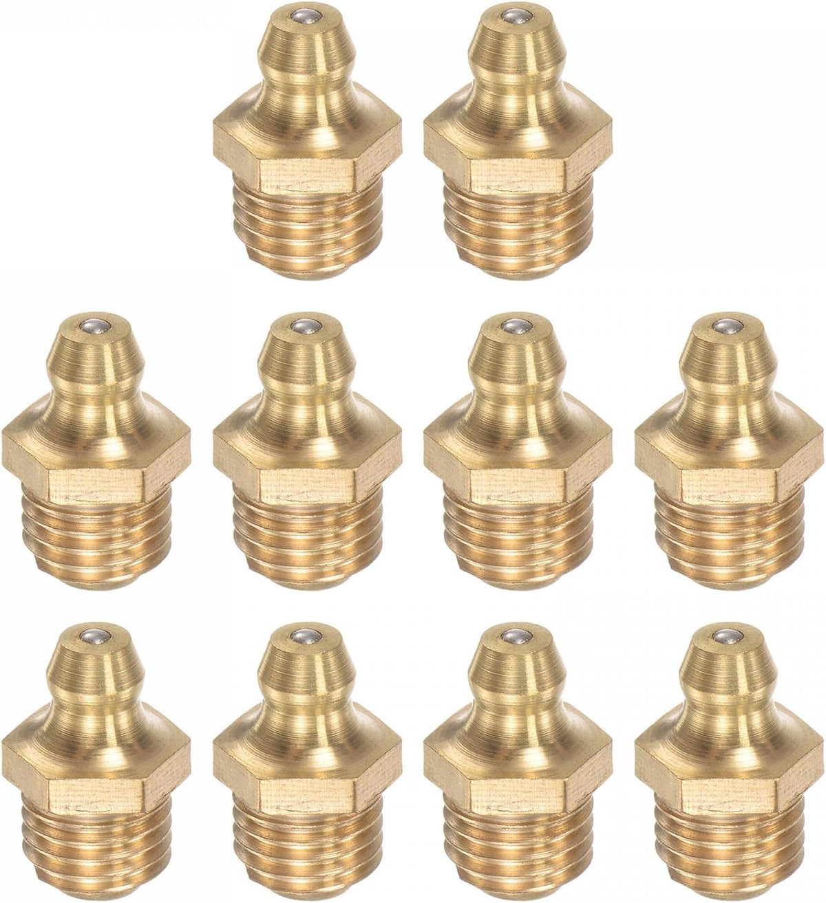 Brass Straight Grease Fitting M10 x 1.25mm Thread Hydraulic Grease Fitting Accessories, 10Pcs