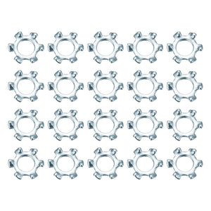 100Pcs 4# External Tooth Lock Washer, Zinc-Plated Carbon Steel Multi-Tooth Star Washer Locking Fastener, Silver Tone