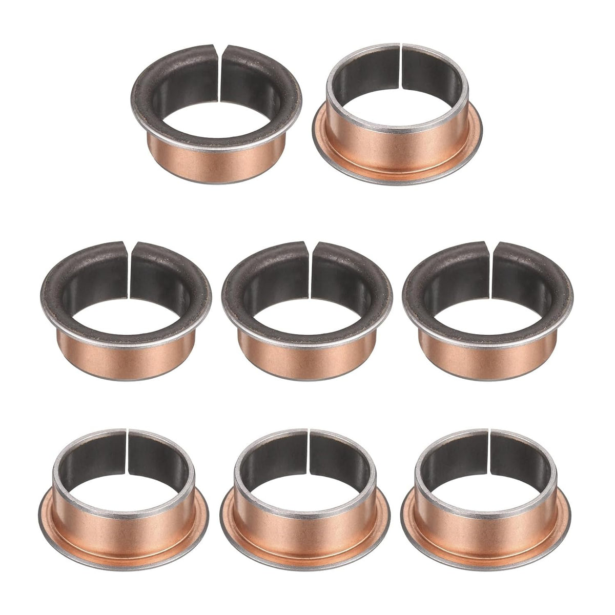 8Pcs Flanged Sleeve Bearings, 30mm Bore x 34mm OD x 15mm Length x 42mm, Sintered Bronze Wrapped Oilless Bushings