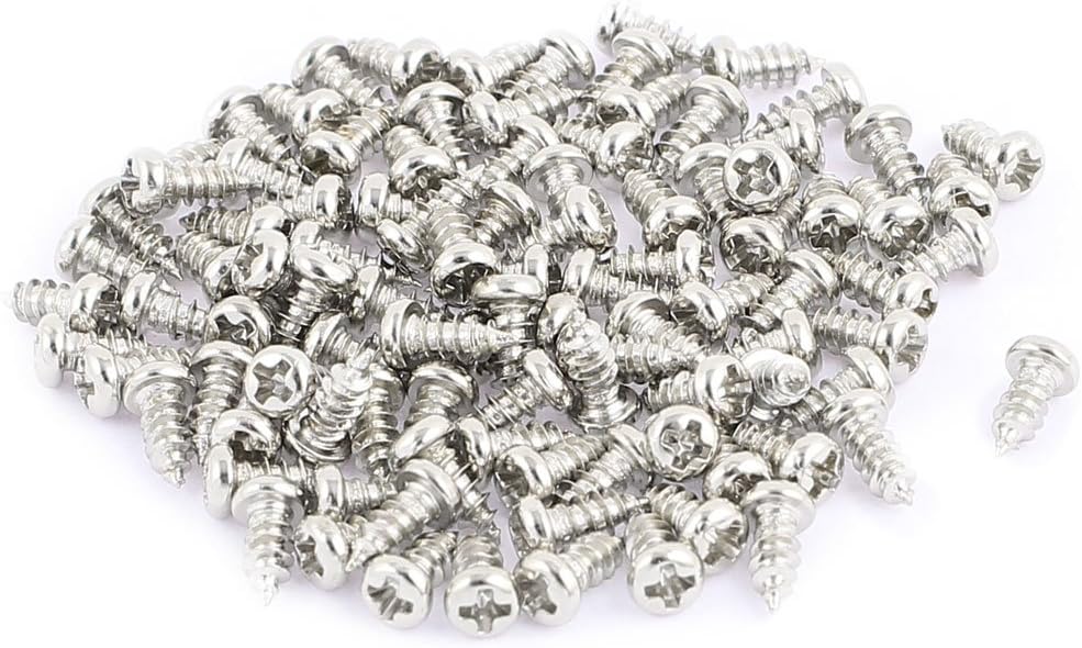 ® 100pcs M2.5 x 6mm Stainless Steel Phillips Pan Round Head Self Tapping Screws