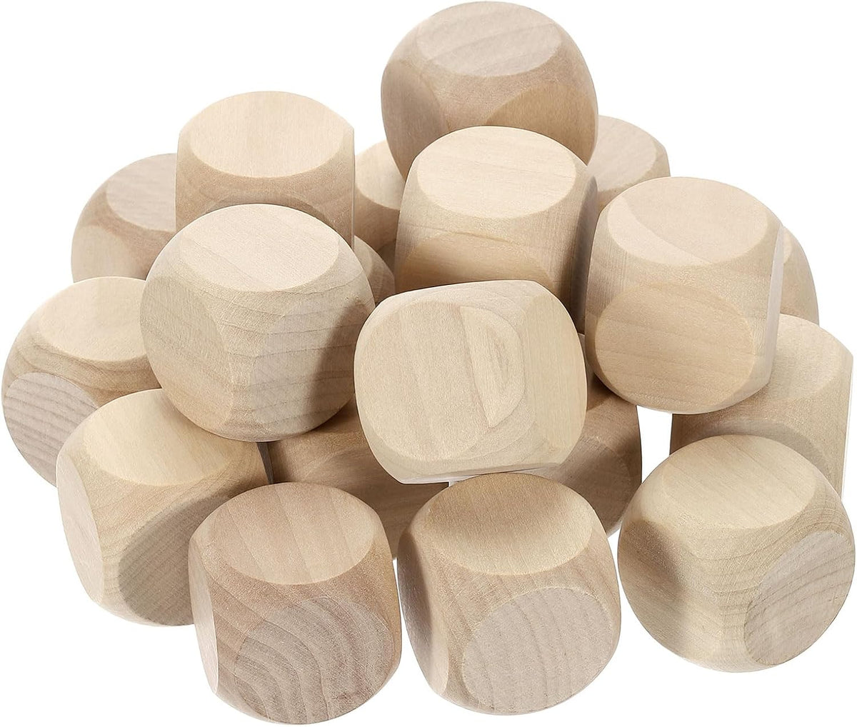 20pcs Blank Wooden Dice, 35mm 1-3/8 inch Unfinished Wooden Cube Rounded Corners Square Block for DIY Craft Projects