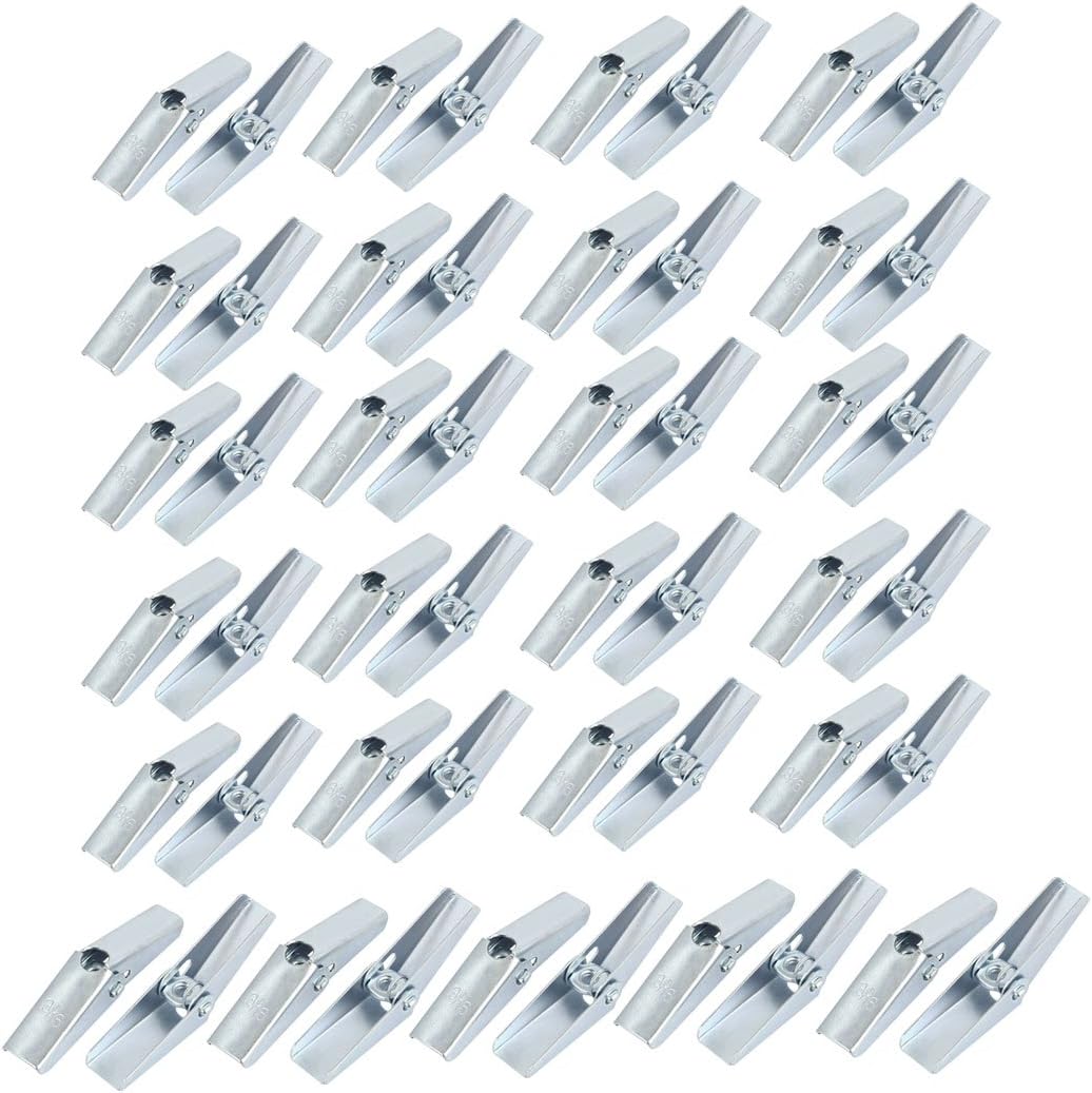 3/16-inch Dia Female Thread Spring Loaded Hollow Wall Anchor Toggle Wing Nut 50pcs