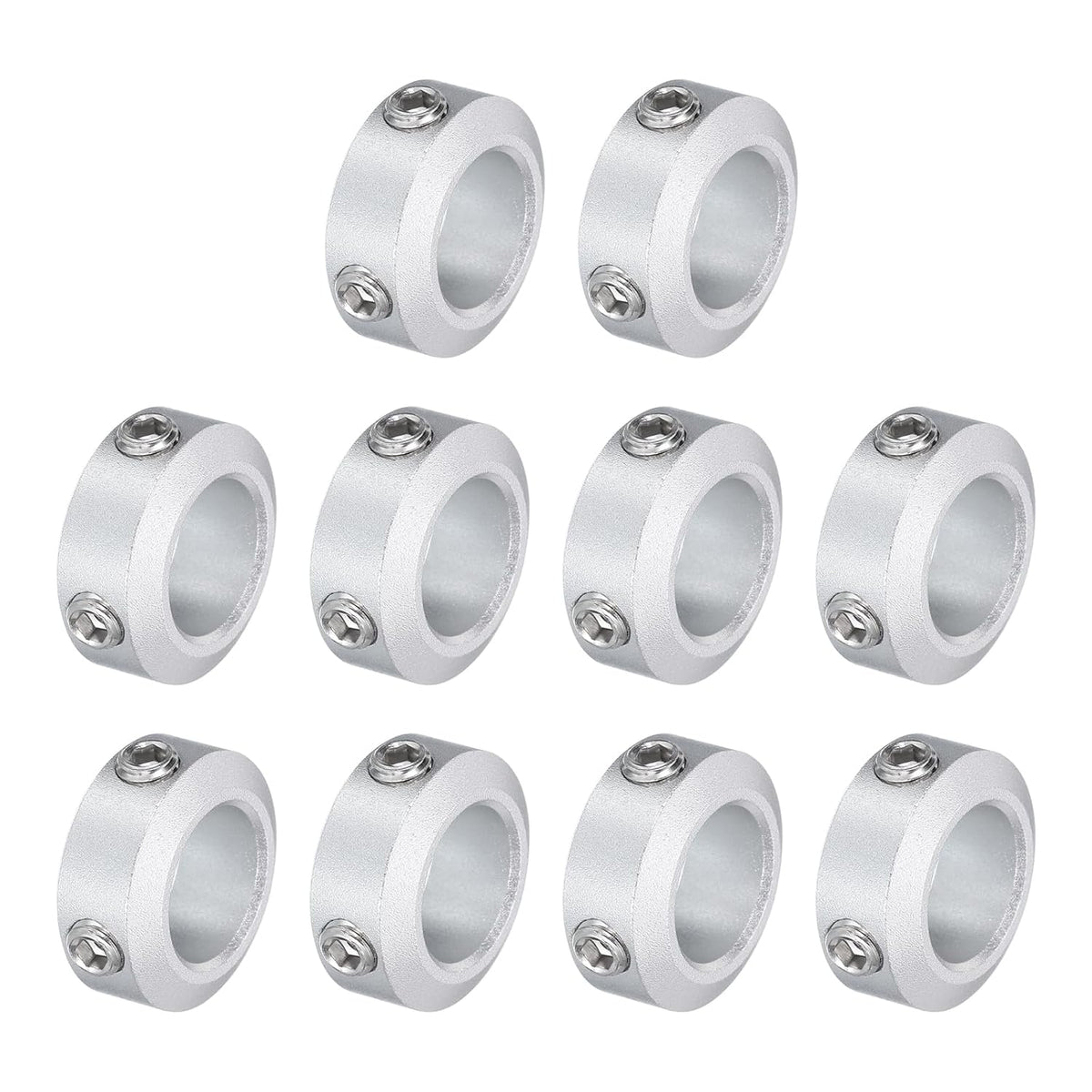 10pcs Set Screw Collars 12mm Bore, Aluminum Shaft Collars, 20mm OD and 8mm Thickness, Set Screw Clamp Collar, Stop Collar for Linear Rod Shaft Guide