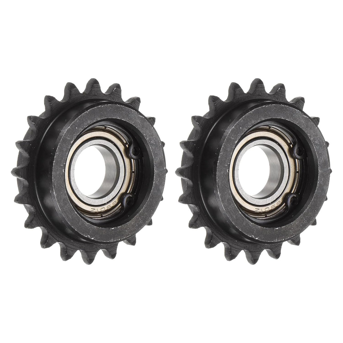 2pcs ANSI #25 / DIN(ISO)04C Roller Chain Idler Sprocket 12mm Bore, 1/4" Pitch, Hardened 20 Tooth Tensioner Sprocket, Insert Single Bearing