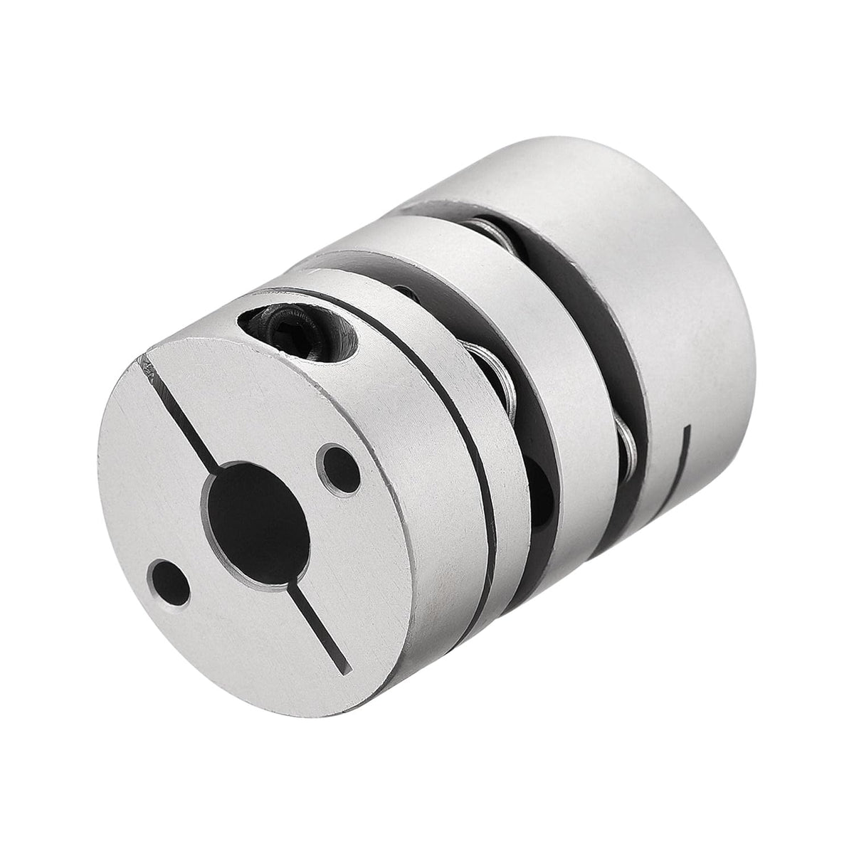 8mm to 10mm Bore Double Diaphragm Motor Wheel Flexible Coupling Joint Aluminium Alloy and Stainless Steel Silver 1Pcs