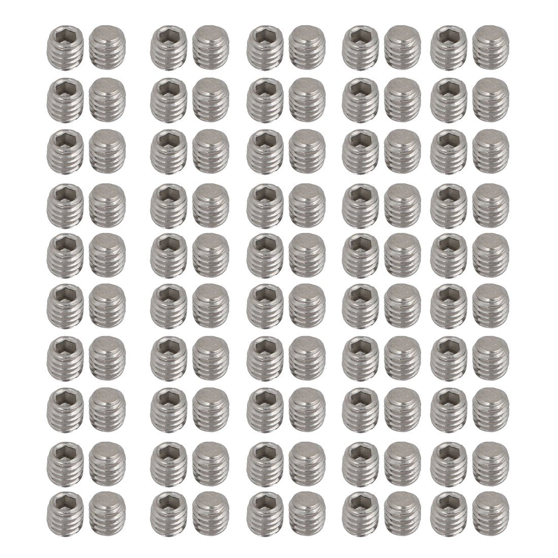 M4x4mm Metric 304 Stainless Steel Hex Socket Set Flat Point Grub Screws Silver Tone for Towel Rack Door Knob 100pcs
