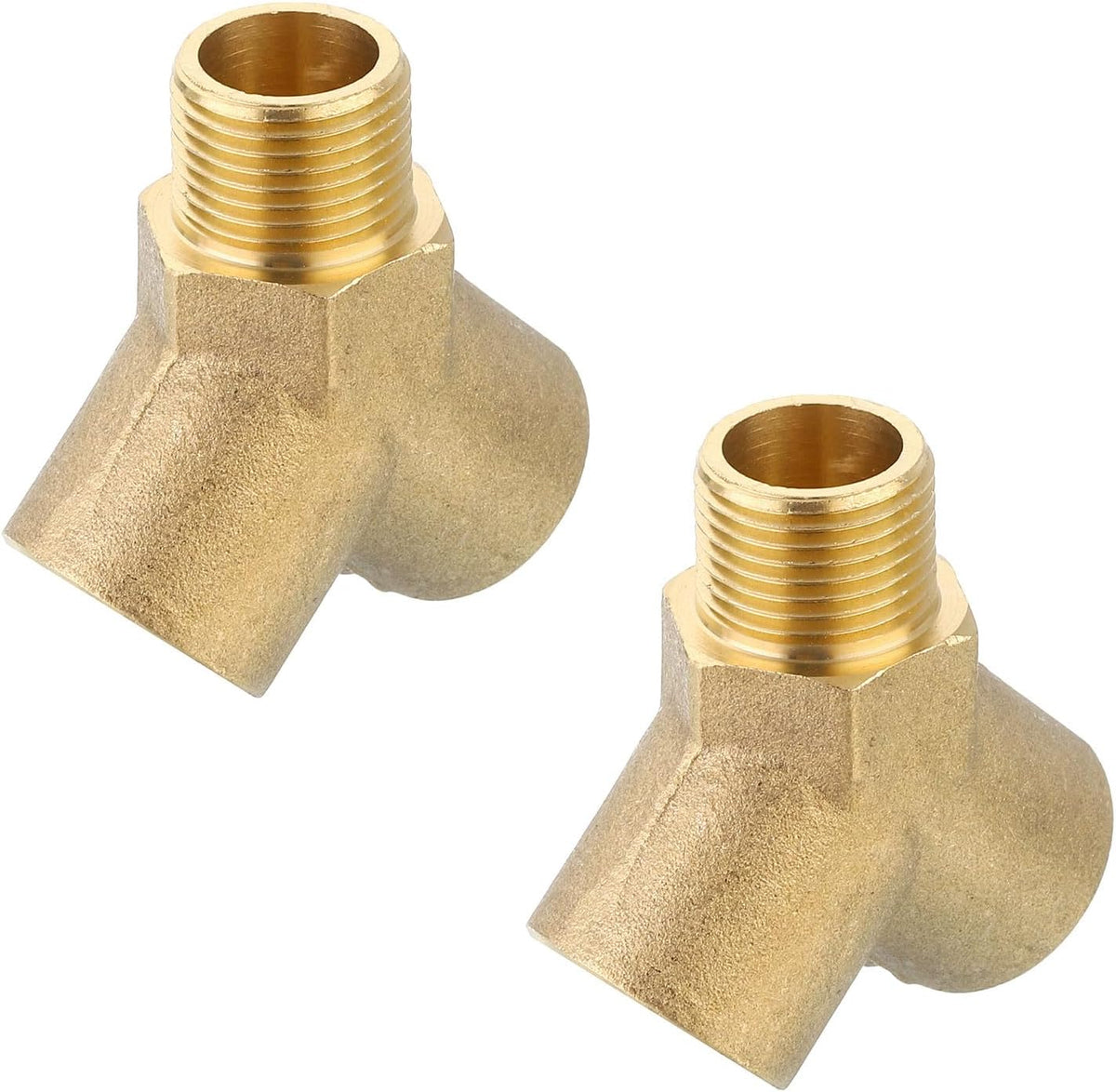 Brass Tee Pipe Fitting, 3/8" x 3/8" x 3/8" NPT 3 Way Y-Connector for Gas Transport Connect Pipelines, 2pcs