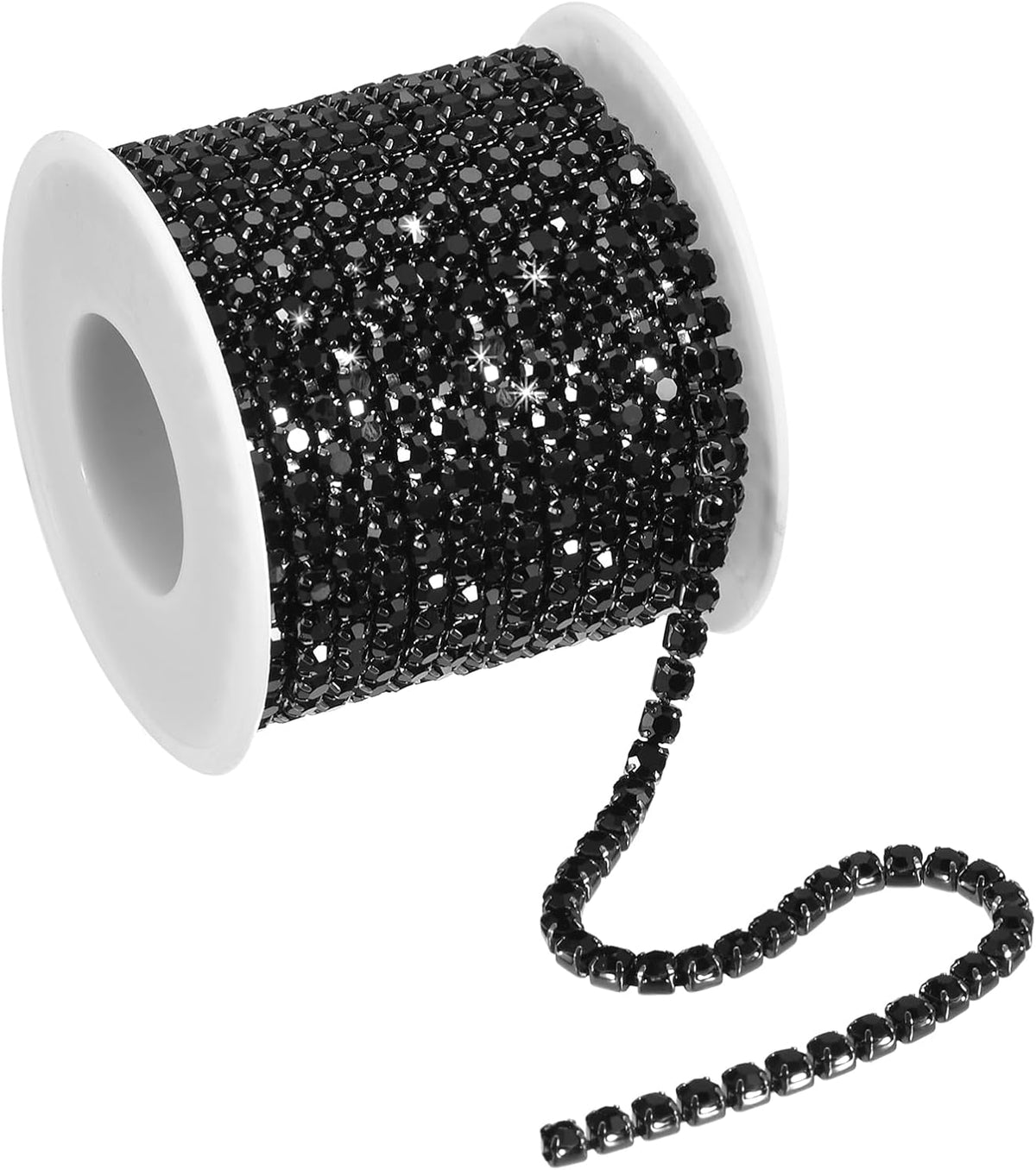 11 Yards Crystal Rhinestone Chain, 4mm Sew on Close Claw Chain Trim for DIY Jewelry, Clothing, Bags, Shoe Decoration, Black Bottom, Black