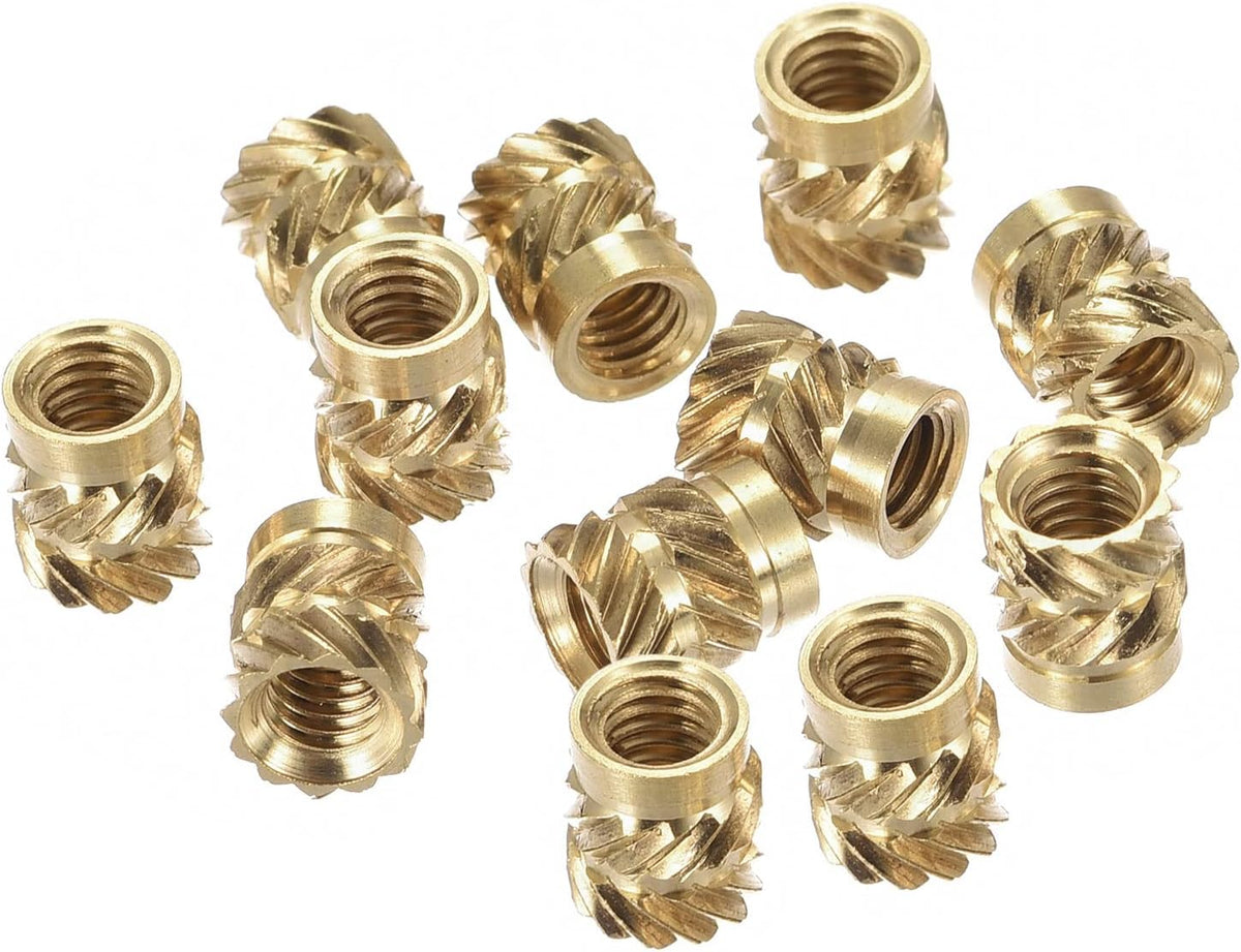 Knurled Insert Nut M4 x 7mm L x 6mm OD Female Thread Brass Embedding Nut 30 Pcs