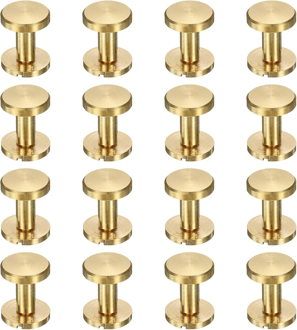 16 Pcs Brass Chicago Screws 14mm Height Flat Head Screw Binding Rivets Post Nail Stud Rivets Fastener for DIY Leather Craft Belt Purse Strap