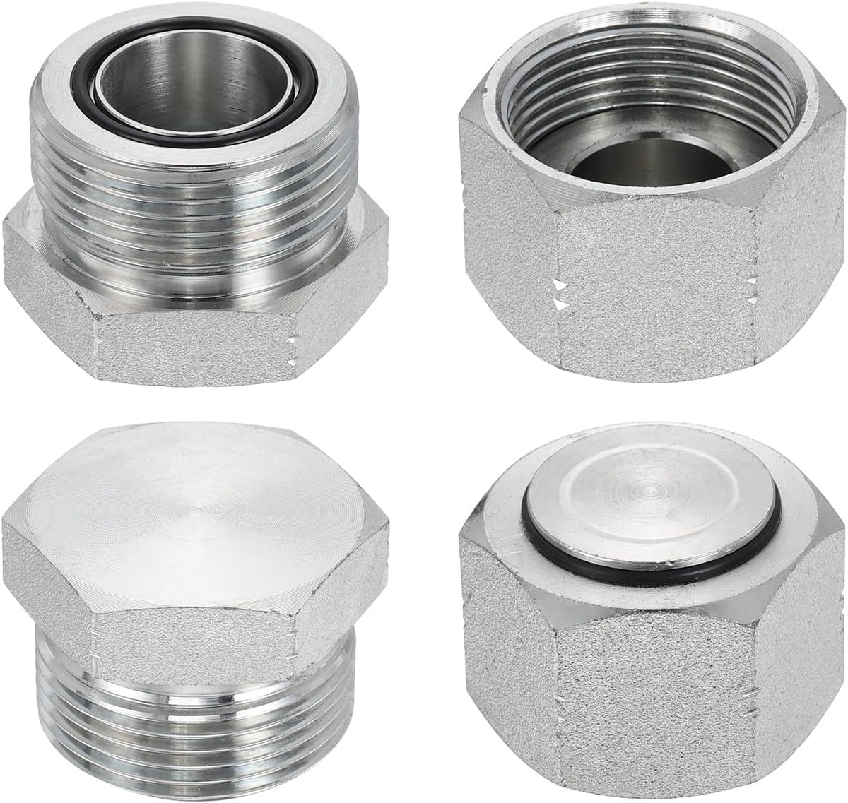 ORFS Hydraulic Caps & Plugs, O-Ring Face Seal Hydraulic Hose Fittings Carbon Steel with Zinc Plating Fits ORFS-16 (1-7/16"-12 UN) Fittings and Ports