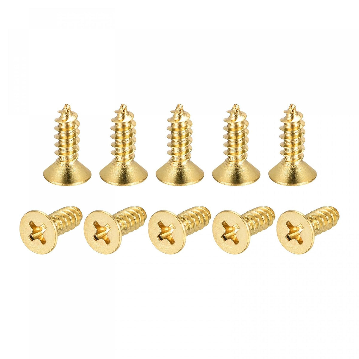 Brass Wood Screws, M5x16mm Phillips Flat Head Self Tapping Connector for Door Hinges, Wooden Furniture, Home Appliances 100Pcs