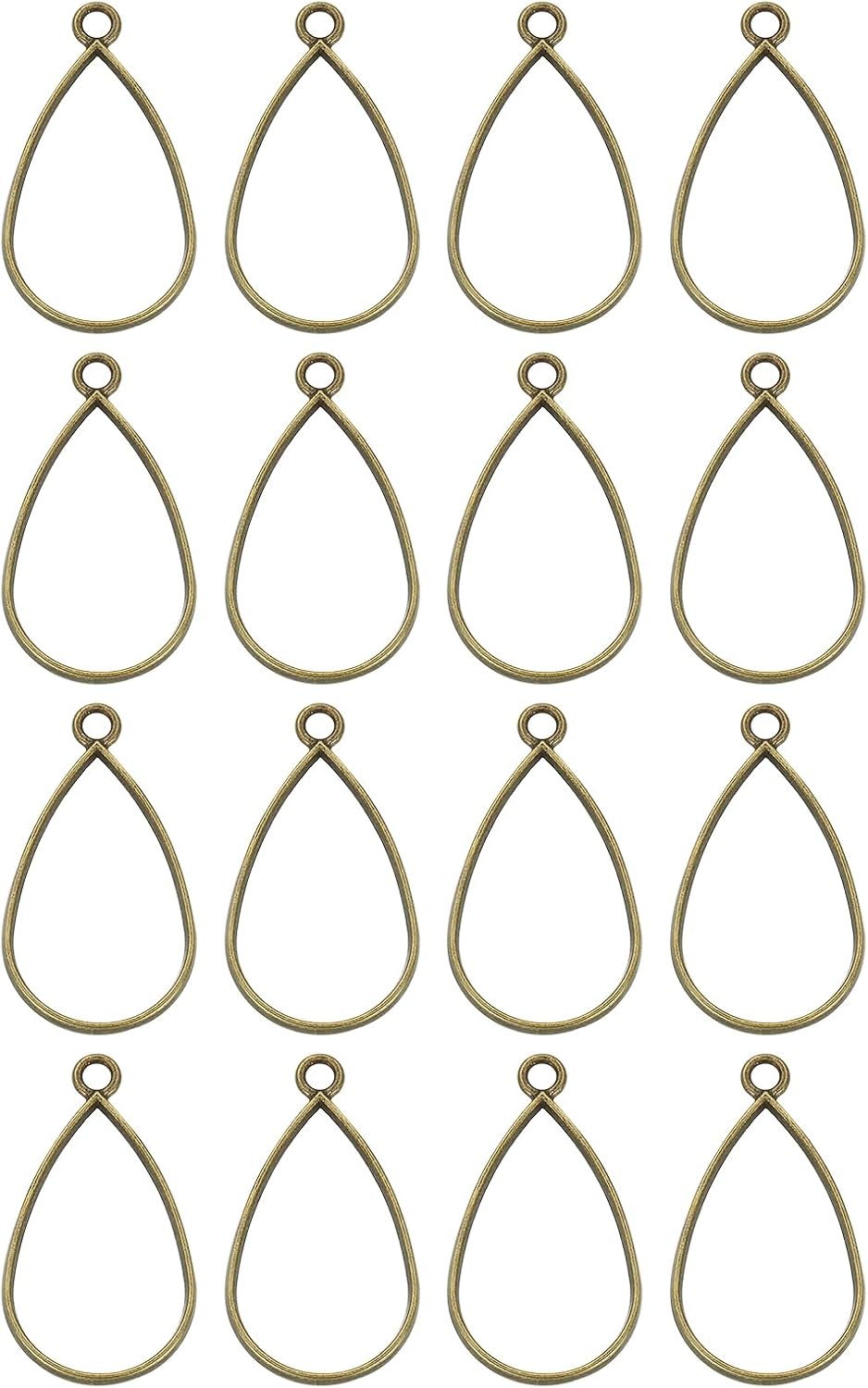32 Pcs Open Bezel, Teardrop Resin Bezels Pendants Open Back Bezels Metal Hollow Frame Charm for DIY Resin Crafts Earrings Jewelry Making, Bronze