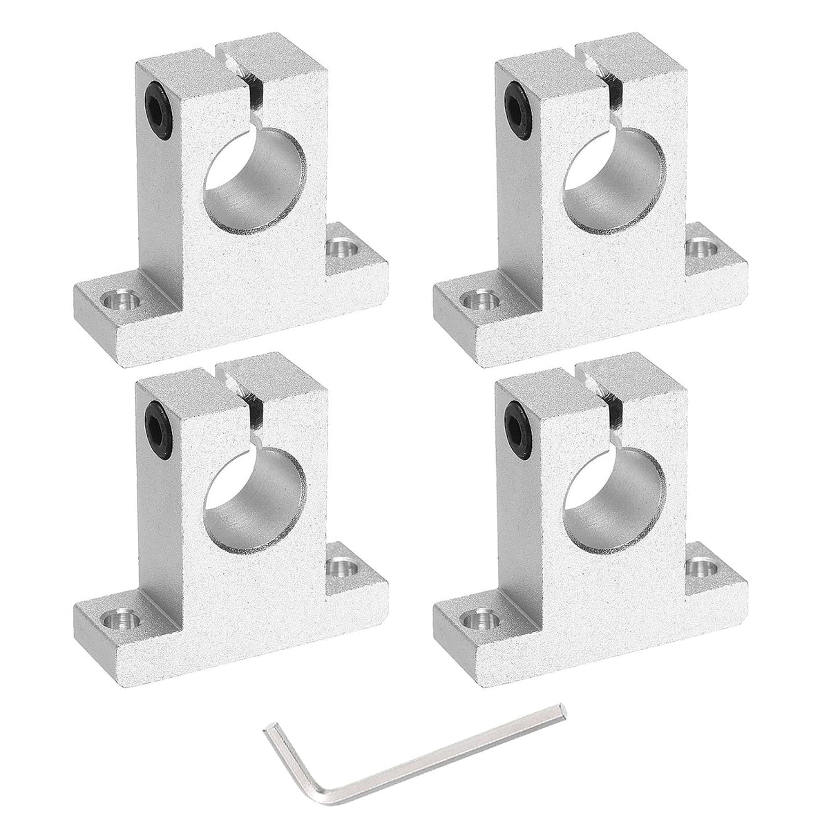 4pcs SK16 Aluminum Linear Rod Rail Shaft Support for 16mm Diameter Shaft, Linear Motion Rail Guides Mounting Bracket with Wrench for CNC Machine, 3D Printer, Automation Equipment