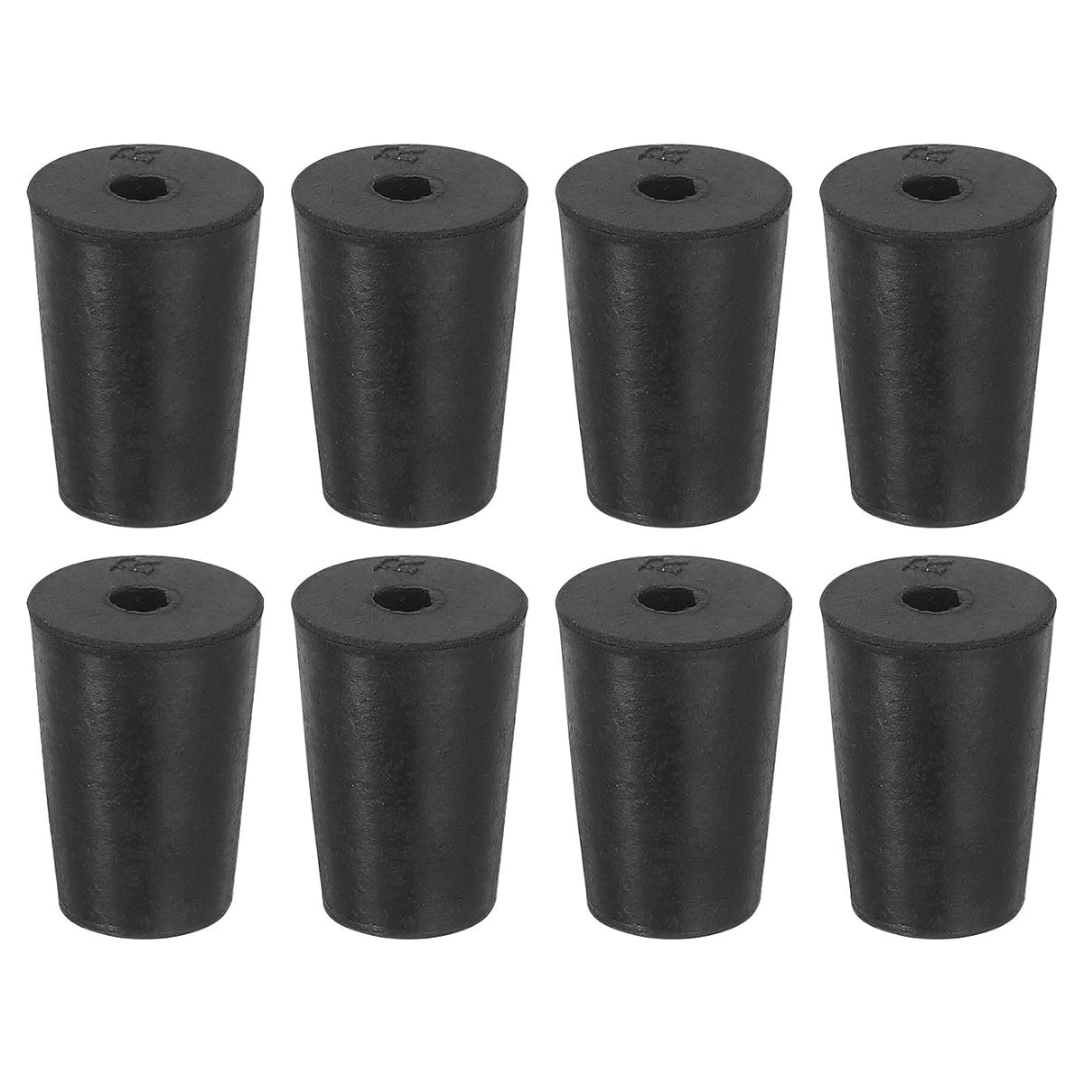 8 Pcs 1-Hole Rubber Stopper, Tapered Lab Seal Tube Stopper Plug for Test Tube Flasks Glass Containers Industry and Laboratories, 17x13x25mm Black