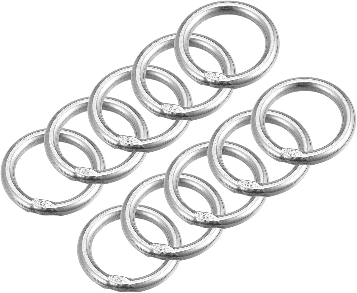 316 Stainless Steel Round Ring Welded O-Rings 15mm(0.59") ID 3mm Thick 10pcs