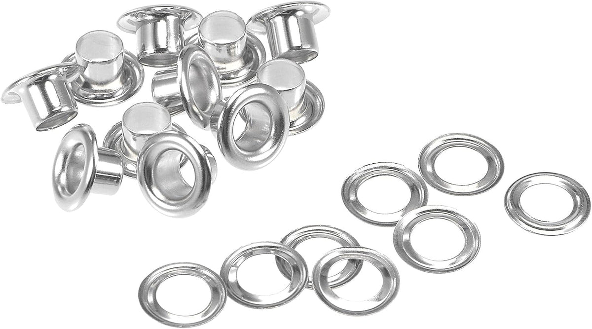 Grommets Eyelets with Washers Kit, 9 x 4.5 x 4.7mm Copper Grommet for DIY or Craft Projects Silver Tone 200 Set