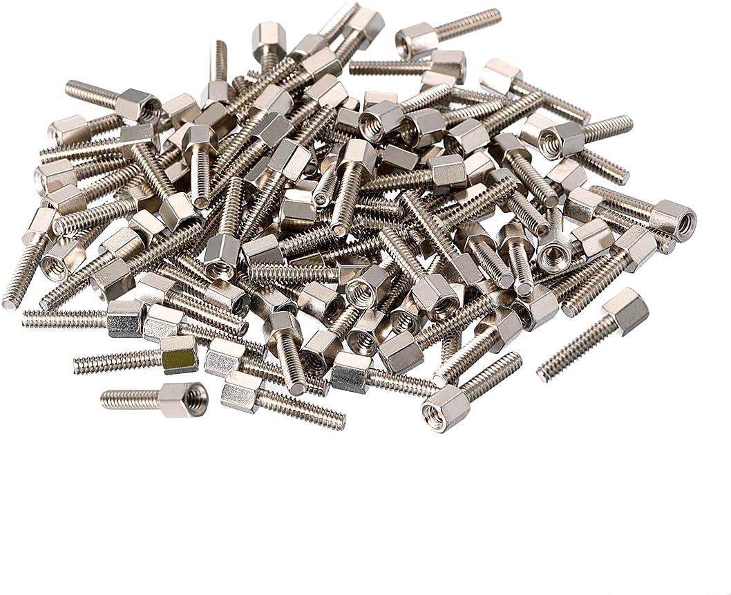4#-40 5+12mm F/M Brass Hex Standoff Spacer Screws PCB Pillar Nickel Plated 100 Pcs
