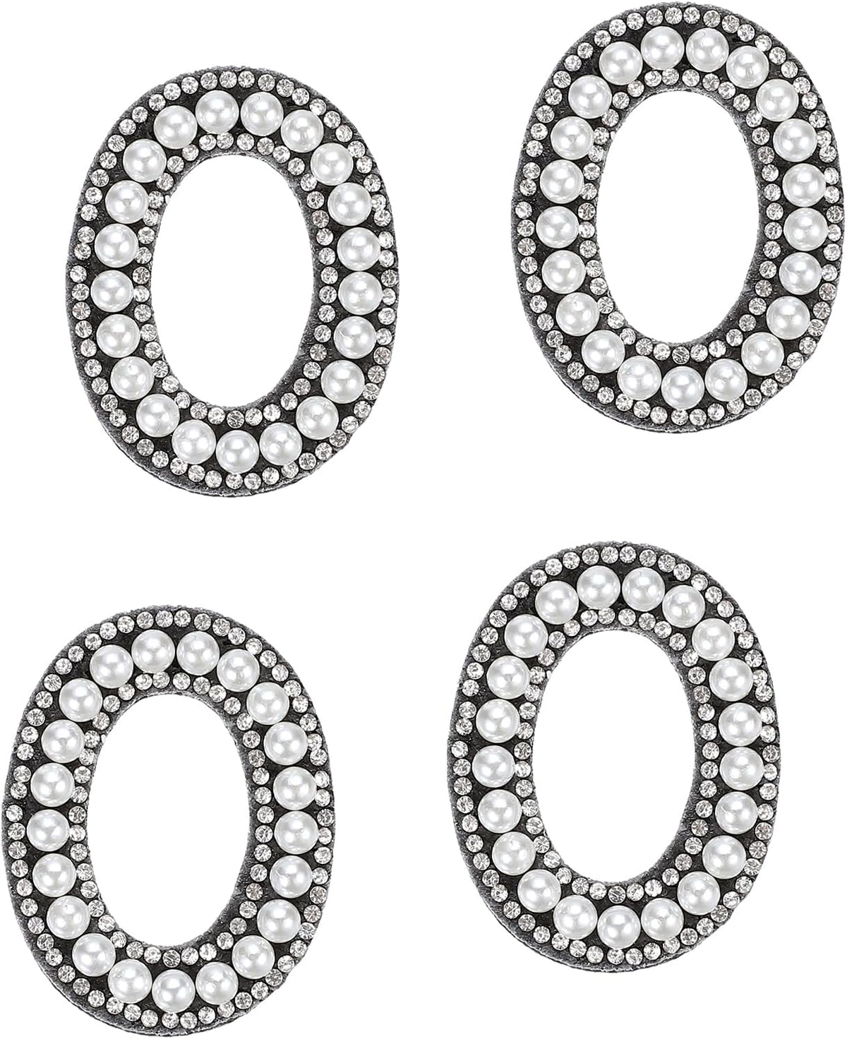 10 Pcs Iron on Letter Patches, Letter O Rhinestone Alphabet Applique Rhinestone Pearl English Letter Sewing Patches for Clothing Hats Jeans Shoes DIY Craft, White/Black