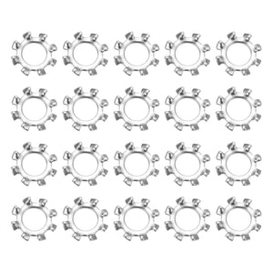 50Pcs 1/4 External Tooth Lock Washer, 304 Stainless Steel Multi-Tooth Star Washer Locking Fastener, Silver Tone