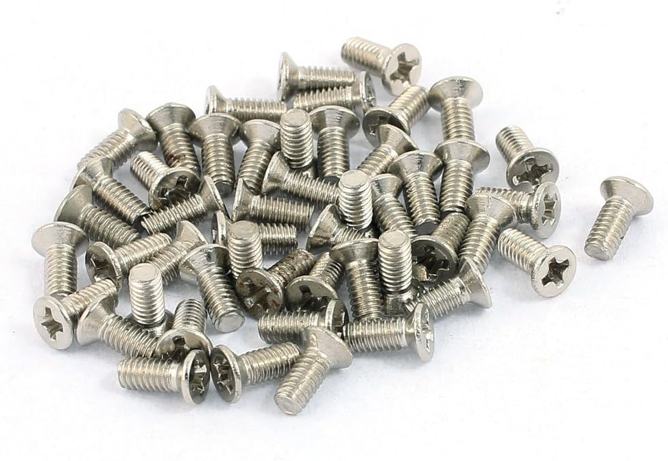 50pcs M2.5x6mm Stainless Steel Countersunk Flat Head Phillips Machine Screws Bolts Silver Tone