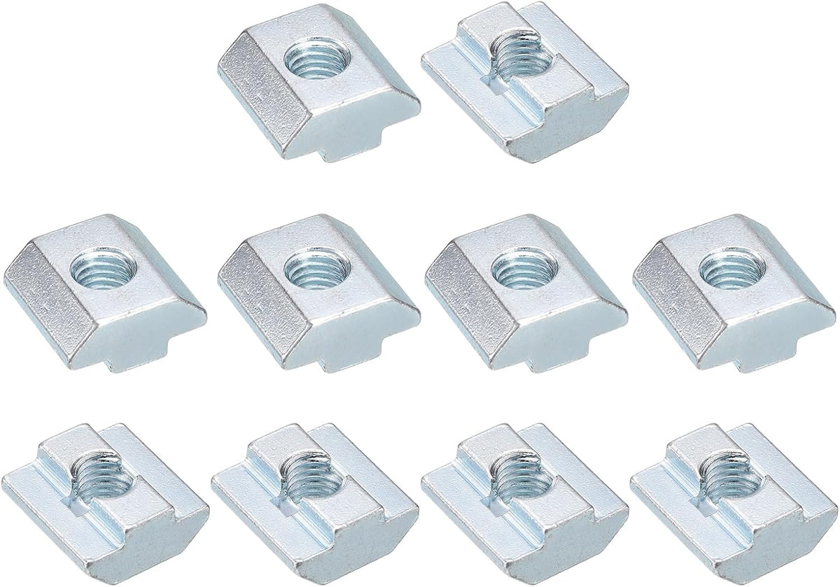 T Nuts, 30pcs - Nickel Plated Carbon Steel T Slot Bolts, 4040 Series M8 Hammer Head Fastener, Sliding T Nuts for Aluminum Extrusion Profile (Silver)