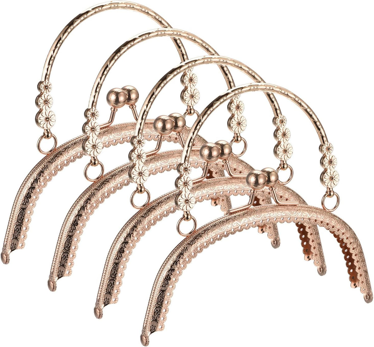 Metal Purse Frames - 6.5" 2Pcs Kiss Lock Clasp Frame Embossed Clutch Frame with Handle for Coin Purses Sewing Bag Making DIY Craft, Gold Tone